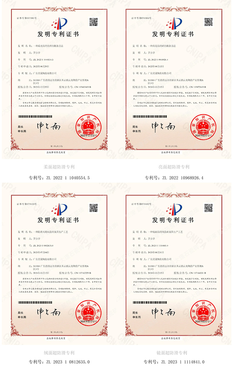 技術先行，防滑領先 | 新濠超超超超超超防滑又拿下多項國家發明專利證書！